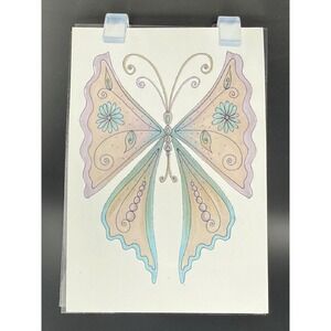Large Whimsical Butterfly Clear Stamp Floral Swirls Card Making Scrapbooking Art